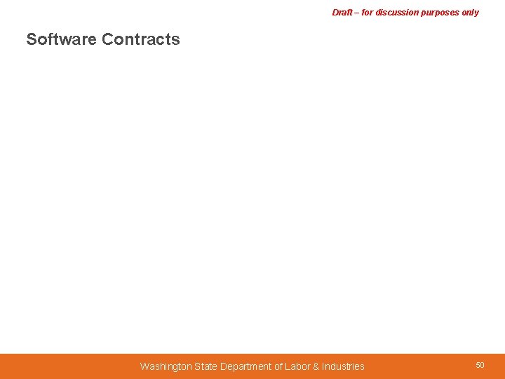 Draft – for discussion purposes only Software Contracts Washington State Department of Labor &