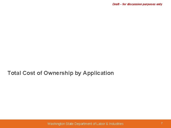 Draft – for discussion purposes only Total Cost of Ownership by Application Washington State