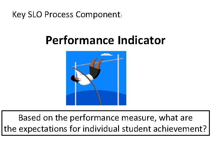 Key SLO Process Component: Performance Indicator Based on the performance measure, what are the