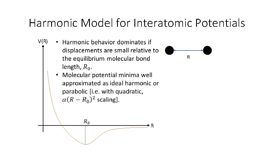 Harmonic Model for Interatomic Potentials V(R) R R 