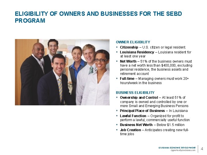 ELIGIBILITY OF OWNERS AND BUSINESSES FOR THE SEBD PROGRAM OWNER ELIGIBILITY § Citizenship –