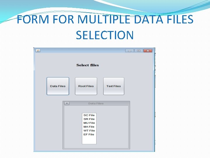 FORM FOR MULTIPLE DATA FILES SELECTION 