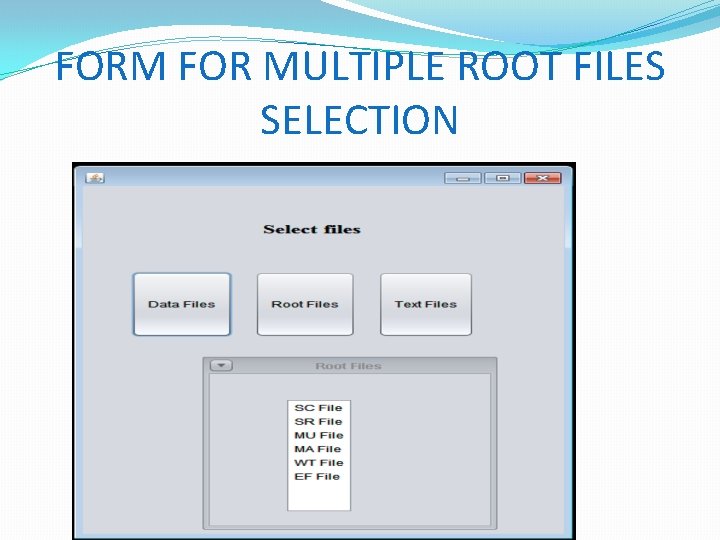 FORM FOR MULTIPLE ROOT FILES SELECTION 