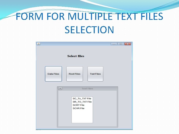 FORM FOR MULTIPLE TEXT FILES SELECTION 