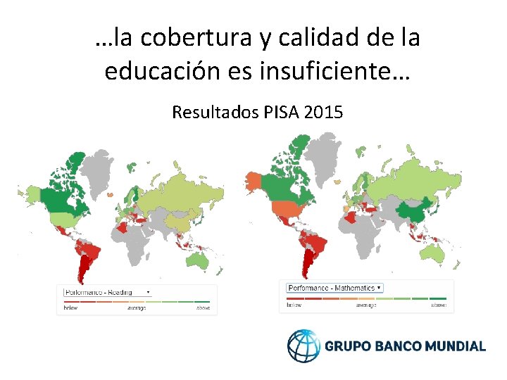…la cobertura y calidad de la educación es insuficiente… Resultados PISA 2015 