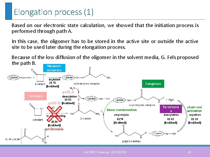 Elongation process (1) Based on our electronic state calculation, we showed that the initiation