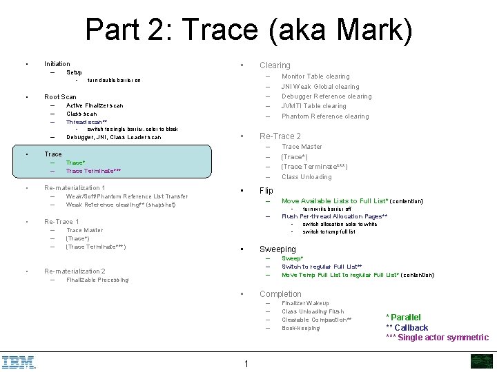 Part 2: Trace (aka Mark) • Initiation – • • – – – Active