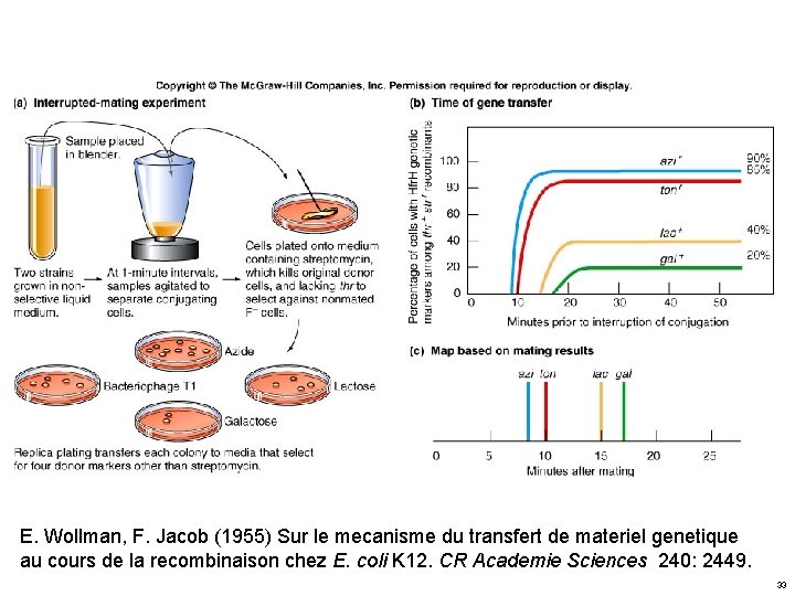 E. Wollman, F. Jacob (1955) Sur le mecanisme du transfert de materiel genetique au