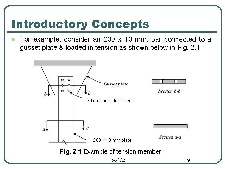 Introductory Concepts l For example, consider an 200 x 10 mm. bar connected to
