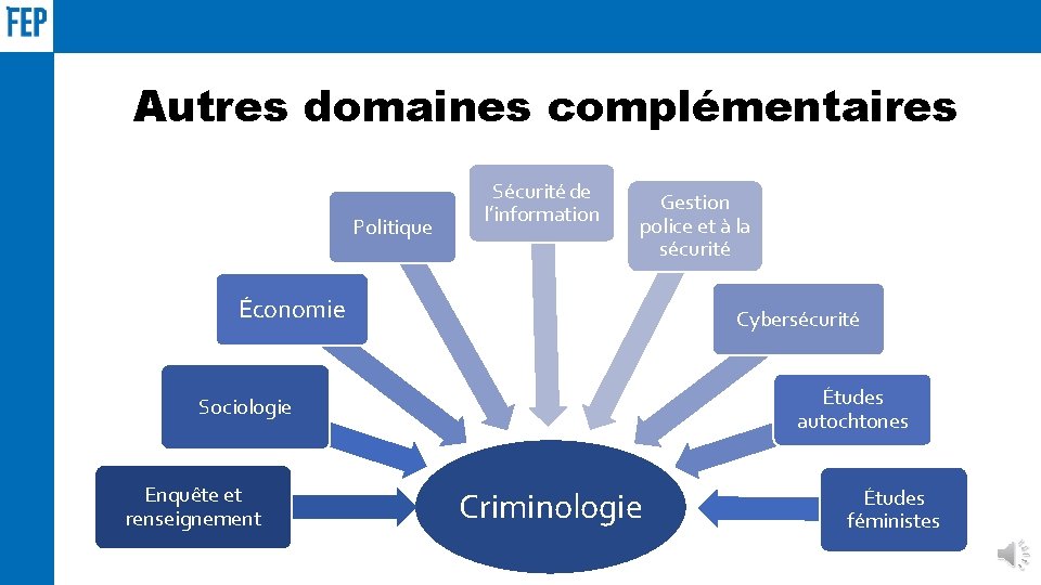 Autres domaines complémentaires Politique Sécurité de l’information Gestion police et à la sécurité Économie