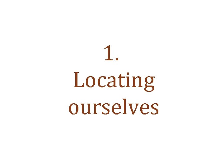 1. Locating ourselves 