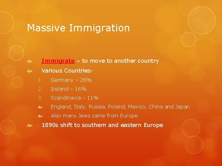 Massive Immigration Immigrate – to move to another country Various Countries- 1. Germany –