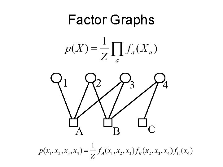 Factor Graphs 1 2 A 3 B 4 C 