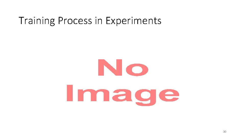 Training Process in Experiments • 30 