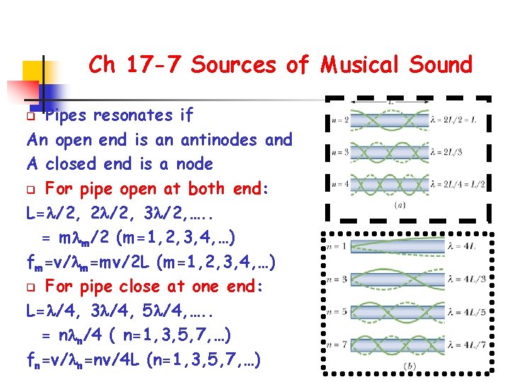 Ch 17 -7 Sources of Musical Sound Pipes resonates if An open end is