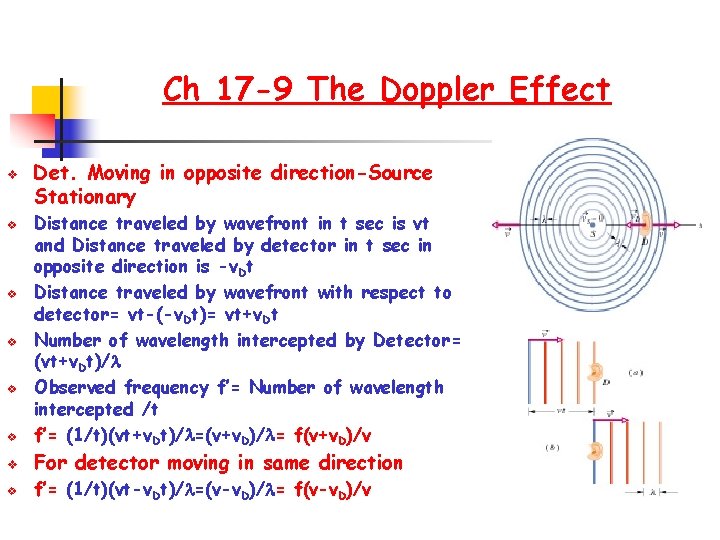 Ch 17 -9 The Doppler Effect v v v Det. Moving in opposite direction-Source