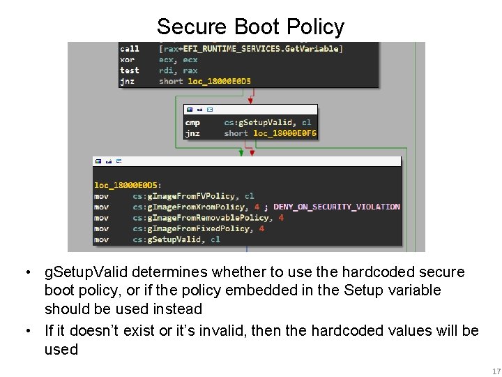 Secure Boot Policy • g. Setup. Valid determines whether to use the hardcoded secure