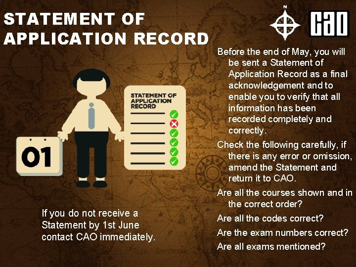 STATEMENT OF APPLICATION RECORD Before the end of May, you will be sent a