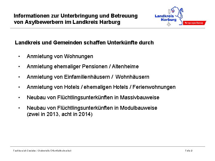 Informationen zur Unterbringung und Betreuung von Asylbewerbern im Landkreis Harburg Landkreis und Gemeinden schaffen