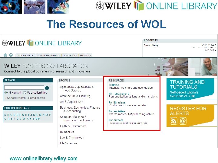 The Resources of WOL www. onlinelibrary. wiley. com 