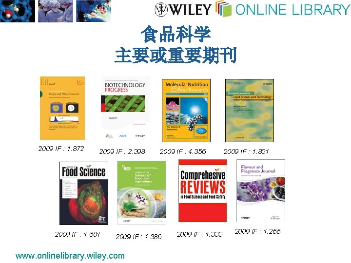 食品科学 主要或重要期刊 2009 IF : 1. 872 2009 IF : 2. 398 2009 IF