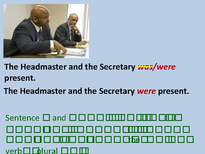 The Headmaster and the Secretary was/were present. The Headmaster and the Secretary were present. The Headmaster and the Secretary was/were present. The Headmaster and the Secretary were present.