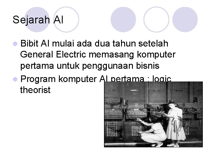 Sejarah AI l Bibit AI mulai ada dua tahun setelah General Electric memasang komputer