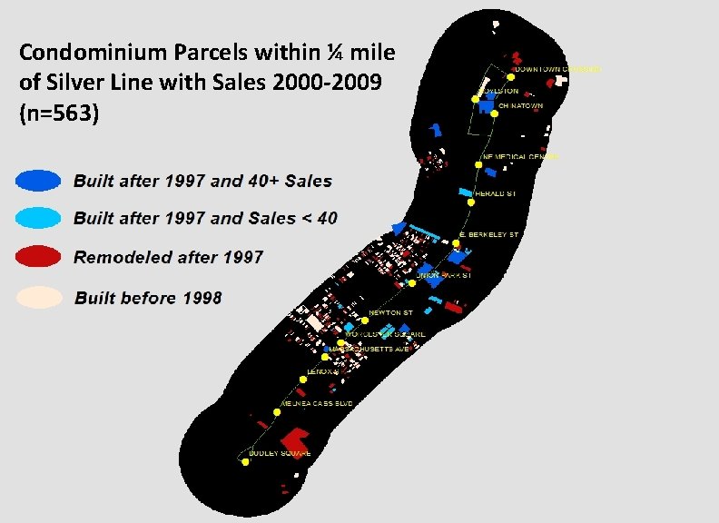 Condominium Parcels within ¼ mile of Silver Line with Sales 2000 -2009 (n=563) 