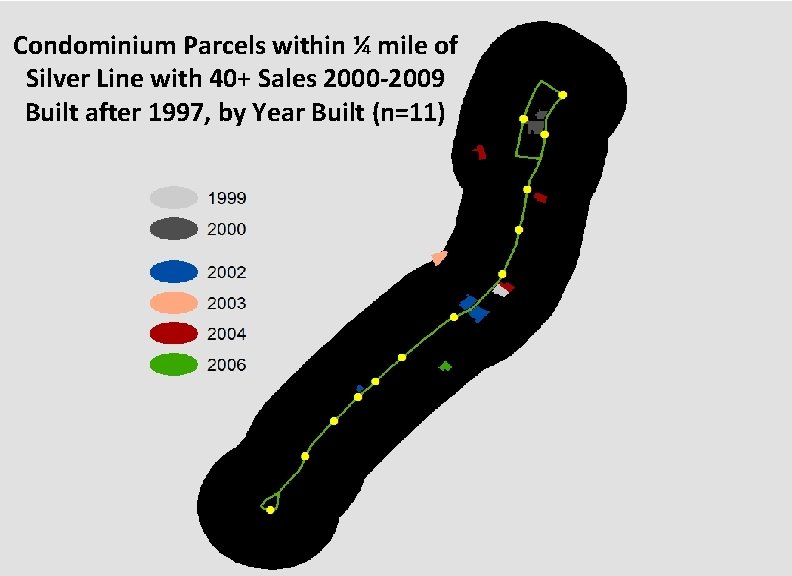 Condominium Parcels within ¼ mile of Silver Line with 40+ Sales 2000 -2009 Built