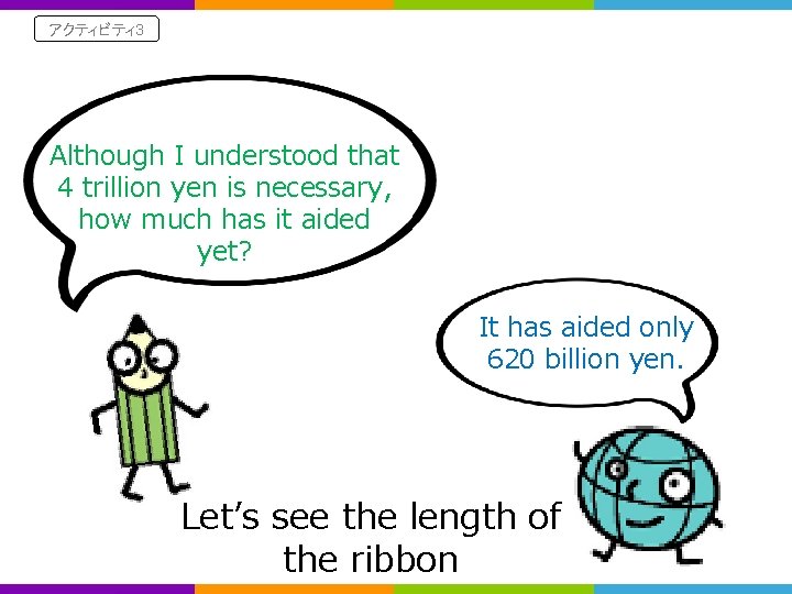 アクティビティ 3 Although I understood that 4 trillion yen is necessary, how much has