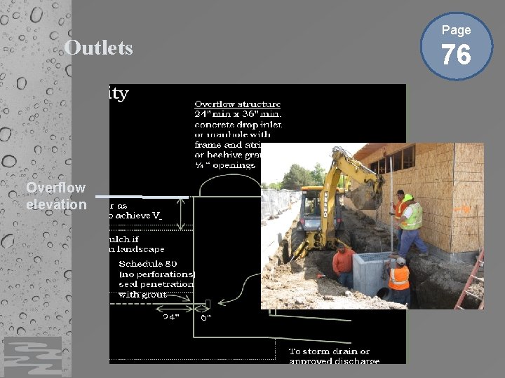 Outlets Overflow elevation Page 76 