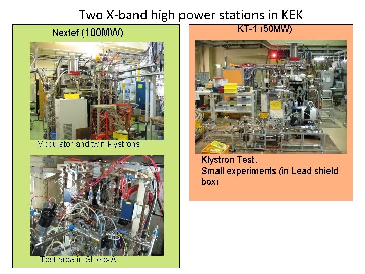 Two X-band high power stations in KEK Nextef (100 MW) KT-1 (50 MW) Modulator
