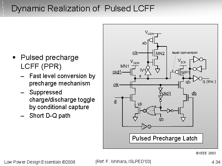 Dynamic Realization of Pulsed LCFF § Pulsed precharge LCFF (PPR) – Fast level conversion