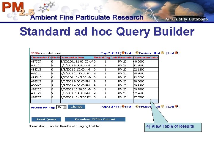 Standard ad hoc Query Builder Screenshot - Tabular Results with Paging Enabled 4) View Standard ad hoc Query Builder Screenshot - Tabular Results with Paging Enabled 4) View