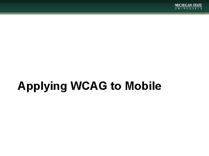 Applying WCAG to Mobile 