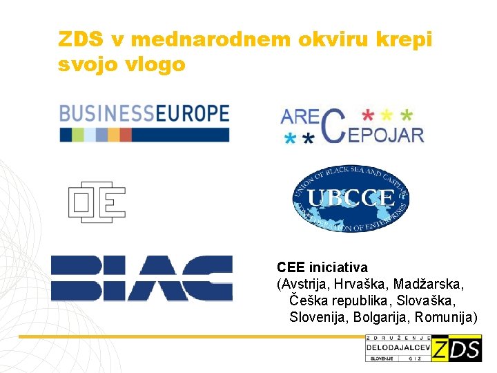 ZDS v mednarodnem okviru krepi svojo vlogo CEE iniciativa (Avstrija, Hrvaška, Madžarska, Češka republika,