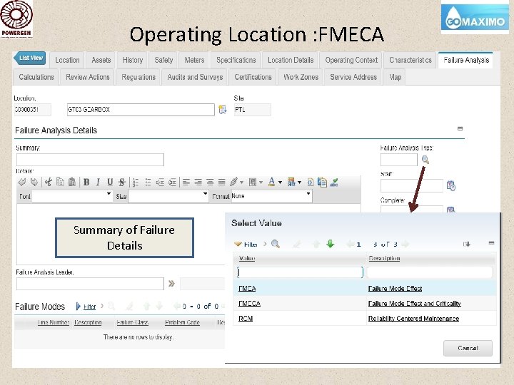 Operating Location : FMECA Summary of Failure Details 