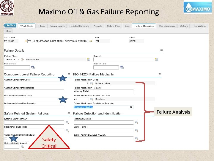 Maximo Oil & Gas Failure Reporting Failure Analysis Safety Critical 