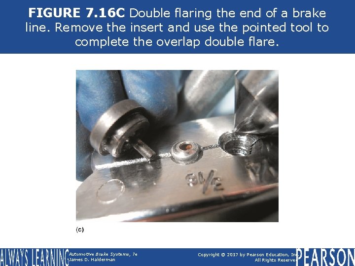 FIGURE 7. 16 C Double flaring the end of a brake line. Remove the