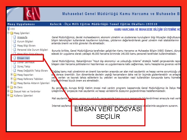  EMSAN VERİ DOSYASI SEÇİLİR 