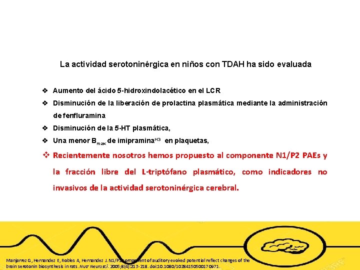 La actividad serotoninérgica en niños con TDAH ha sido evaluada v Aumento del ácido