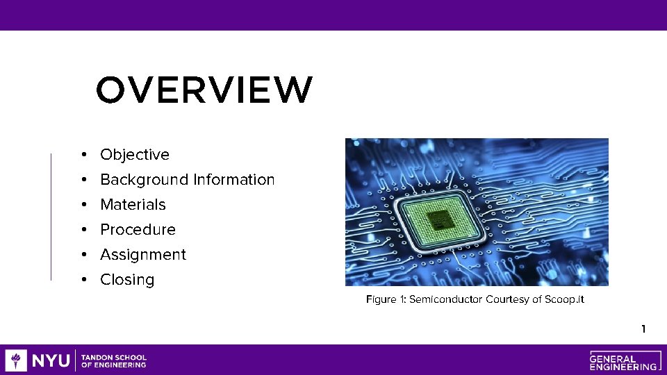 OVERVIEW • • • Objective Background Information Materials Procedure Assignment Closing Figure 1: Semiconductor
