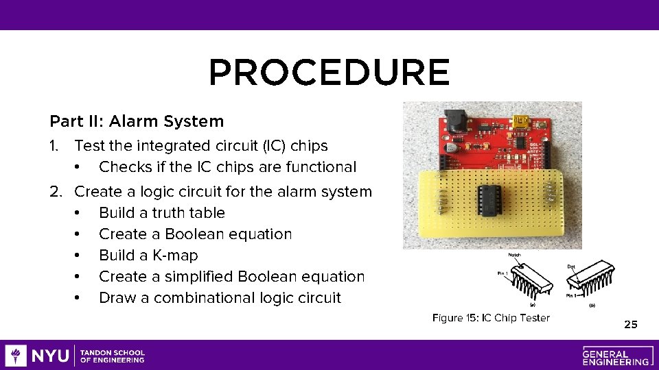 PROCEDURE Part II: Alarm System 1. Test the integrated circuit (IC) chips • Checks