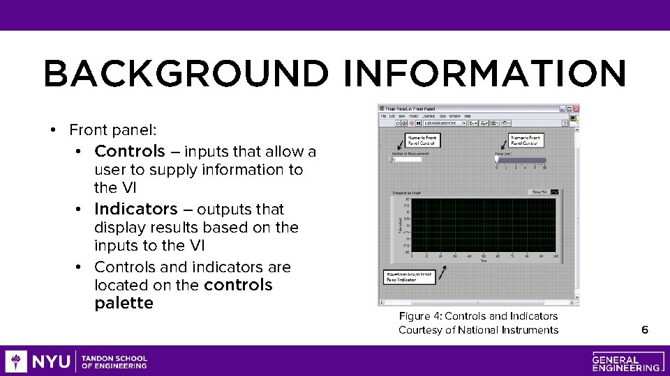 BACKGROUND INFORMATION • Front panel: • Controls – inputs that allow a user to