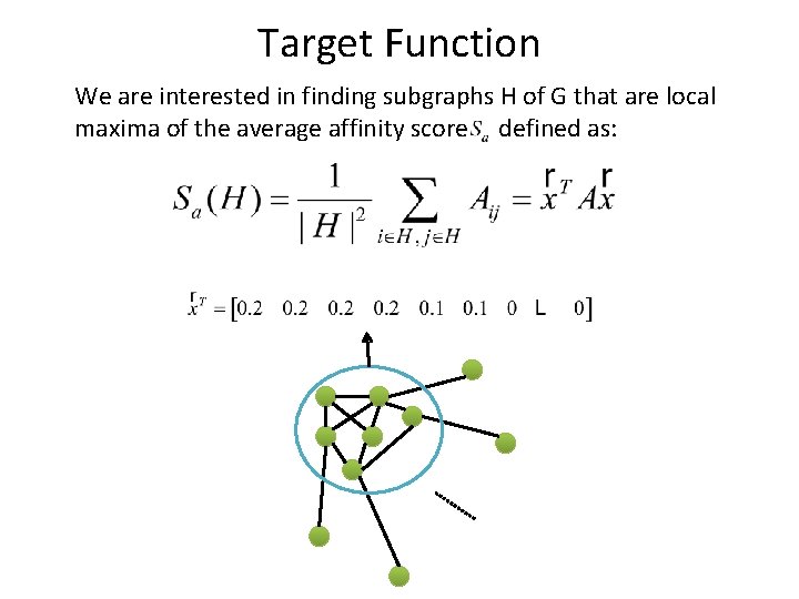 Target Function We are interested in finding subgraphs H of G that are local