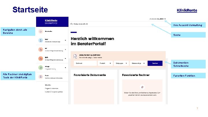 Startseite Ihre Account-Verwaltung Navigation durch alle Bereiche Suche Dokumenten. Schnellsuche Alle Rechner und digitale