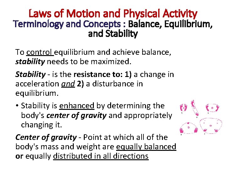 Laws of Motion and Physical Activity Terminology and Concepts : Balance, Equilibrium, and Stability