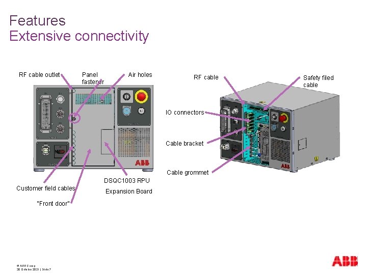 Features Extensive connectivity RF cable outlet Panel fastener Air holes RF cable IO connectors