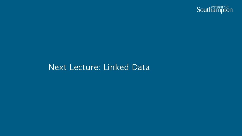 Next Lecture: Linked Data 