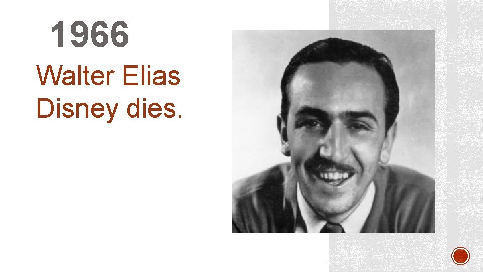 1966 Walter Elias Disney dies. 